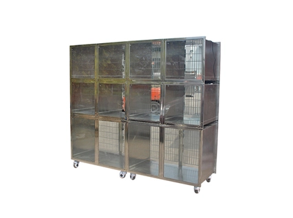 PJZS-04 4 2 Doors Stainless Steel Veterinary Animal Pet Display Cage